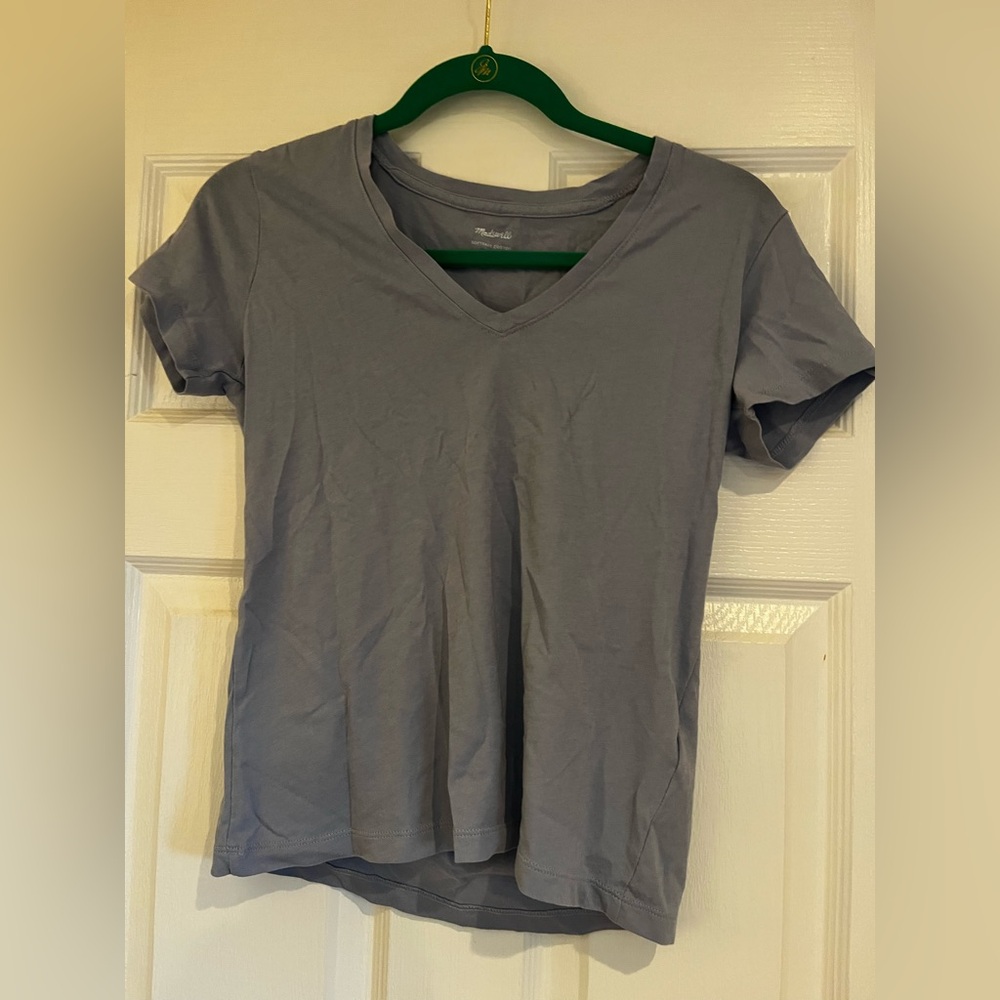 Madewell Softfade V-Neck Tee CRAFT BLUE, Size XX-Small NWOT